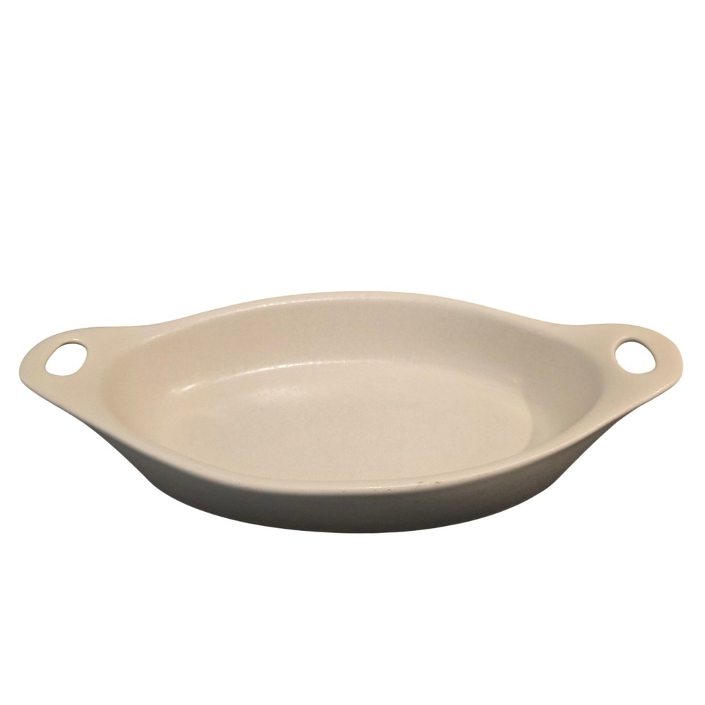 Vintage CorningWare Creations Stoneware Oval Baker Set 2 12oz Cream Sand